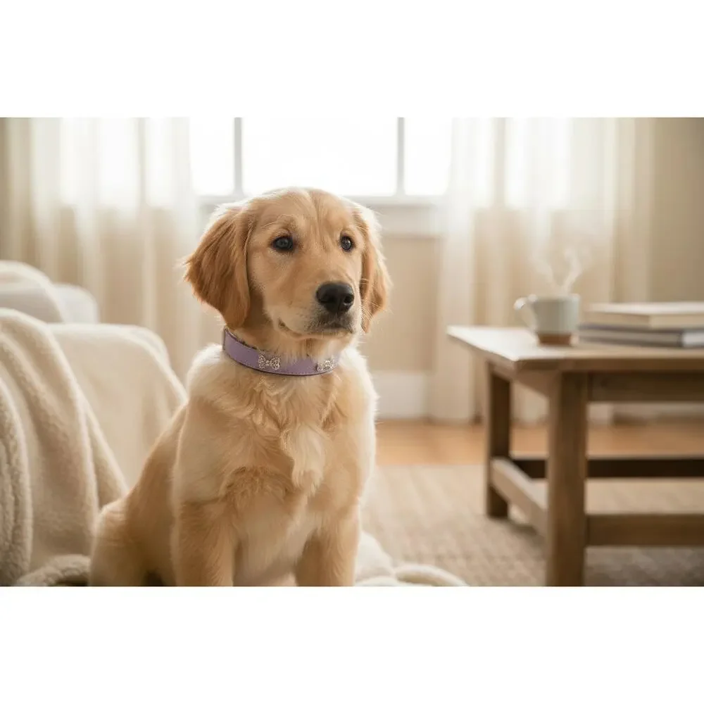 Purple Rhinestone Dog Collar and Leash - Collar is a Medium